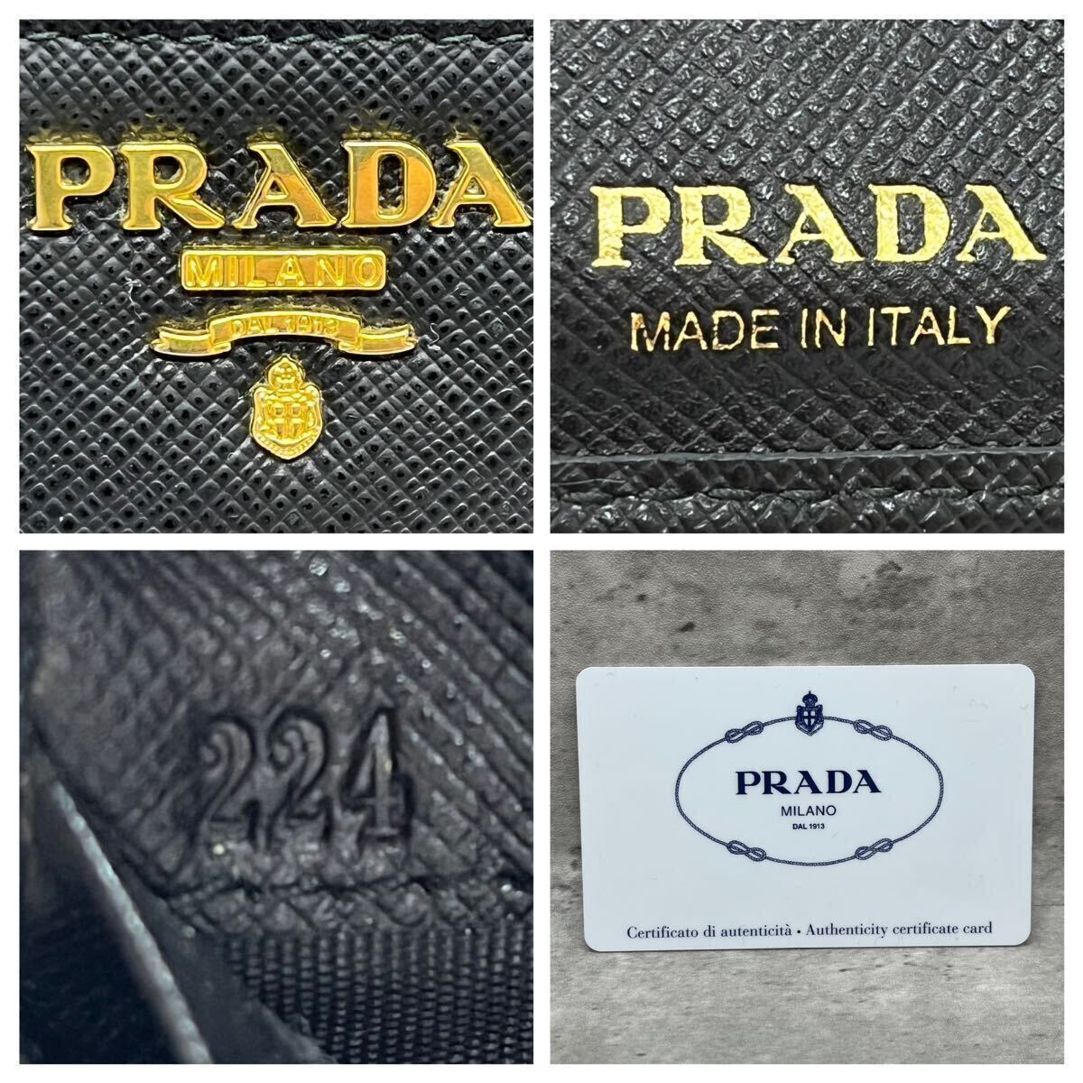 【未使用級/付属品完品】 PRADA プラダ ニつ折り財布 サフイアーノ L字ファスナー レザー メンズ レディース カードケース 小銭入れ 札入れの画像10