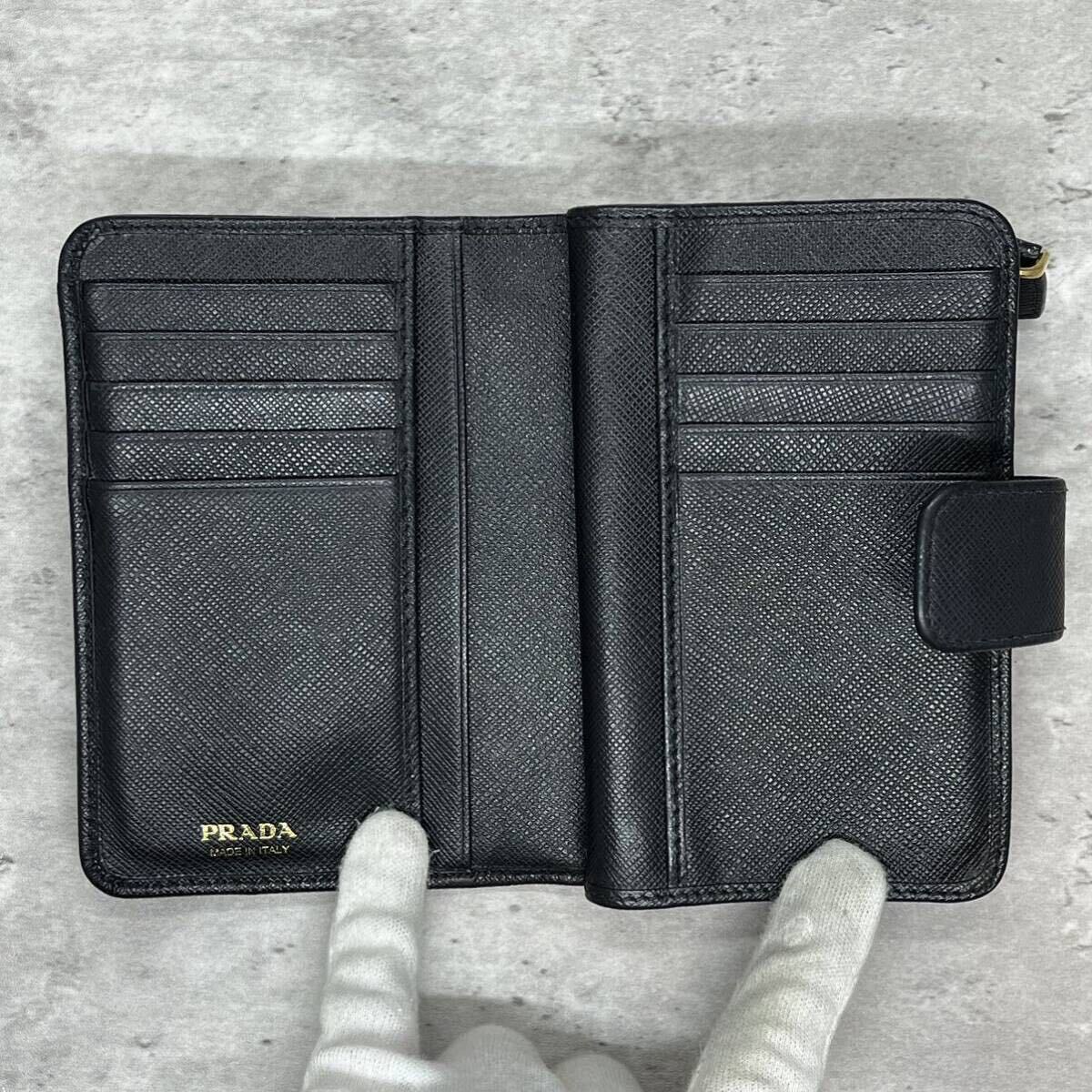 【未使用級/付属品完品】 PRADA プラダ ニつ折り財布 サフイアーノ L字ファスナー レザー メンズ レディース カードケース 小銭入れ 札入れの画像7