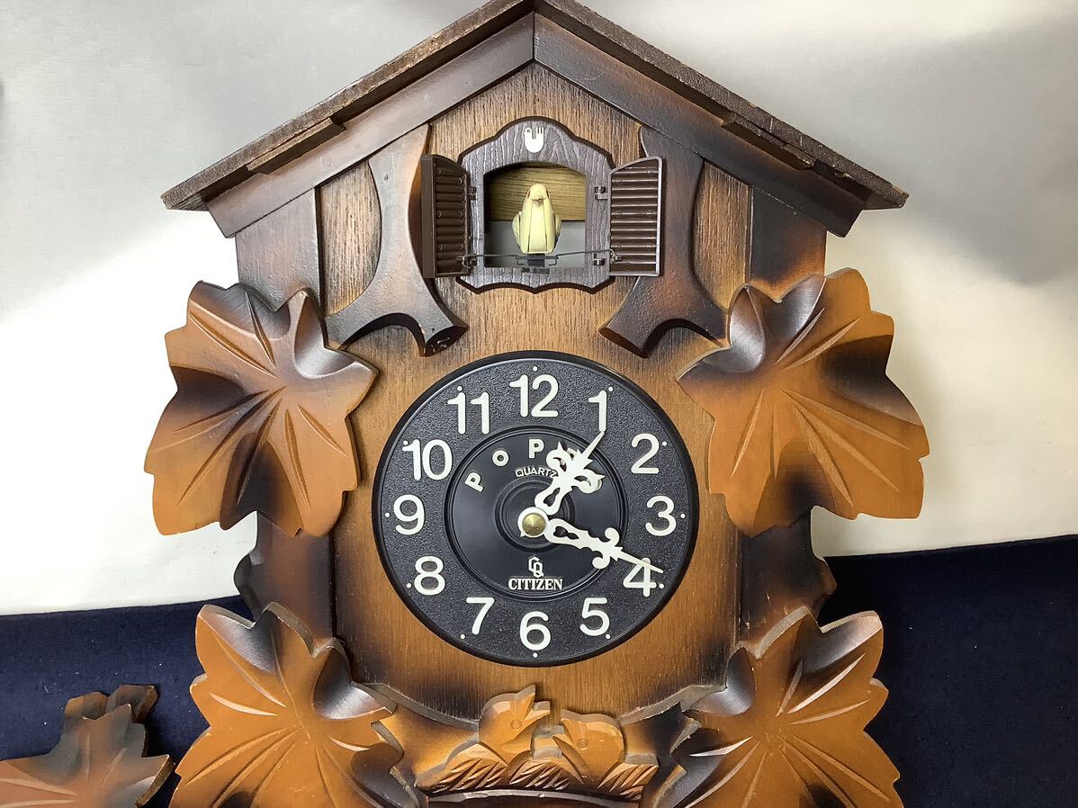 CITIZEN ハト時計 ポッポ時計 シチズン 鳩 木製 アンティーク 壁掛け時計 昭和 レトロ CLOCK 時間遅れ・書き込みあり ジャンク品 MI030707_画像3