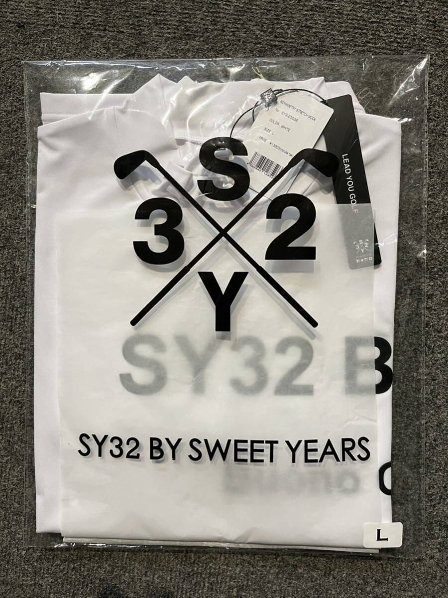 SY32 by SWEET YEARS　メンズ ロゴデザイン 配色切替 ストレッチ 半袖 モックネックシャツ SYG-23S38　サイズL_画像3