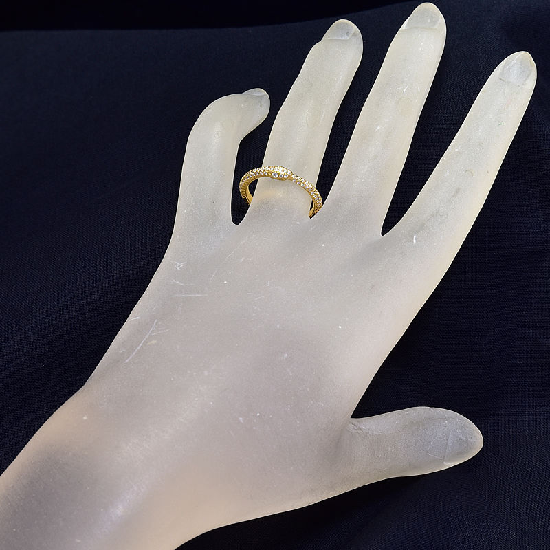  Gucci u Robot ro sling #11 10.5 number K18YG half diamond . motif snake motif snake ring yellow gold used free shipping 