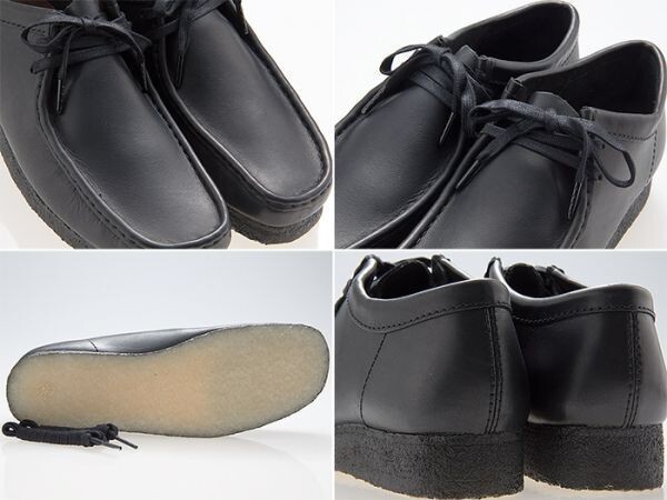 新品/CLARKS ORIGINALS/クラークス オリジナルズ/WALLABEE/LOW/ワラビー/ローカット/BLACK LEATHER/ブラック レザー/黒/26155514/25.5cm_画像3