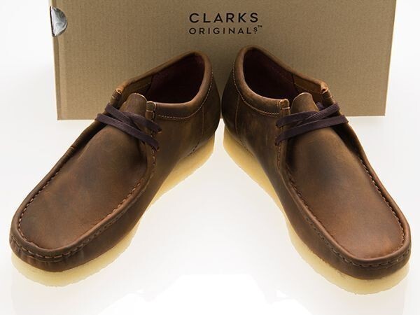  новый товар /CLARKS/ Clarks /WALLABEE/wala Be /BEESWAX LEATHER/ бисер воск кожа / Brown /26156605/UK9.5( внутренний размер 27.5/ внешние размеры 28.5)