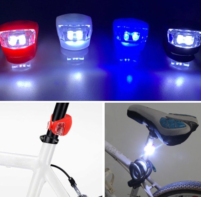[vaps_3] silicon bicycle light { blue } small size light bicycle for light Mini simple waterproof steering wheel LED light flashlight including postage 
