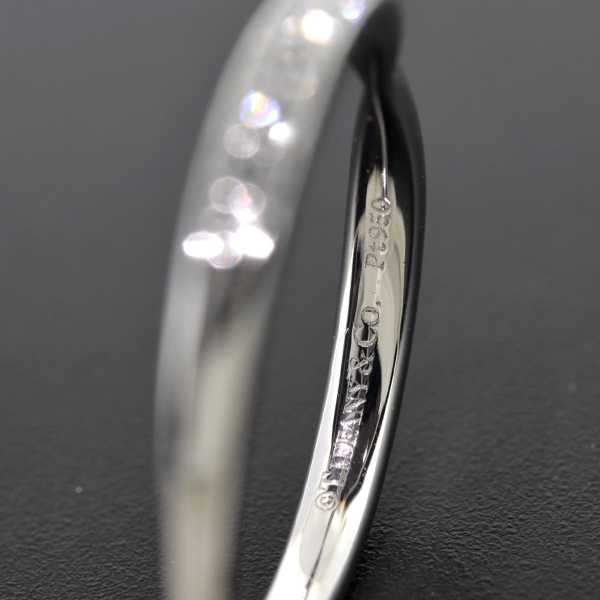 S1994【BSJBJ】TIFFANY&Co. ティファニー ハーモニー ハーフサークル ダイヤモンド リング Pt950 幅2.3mm 9号 指輪の画像6