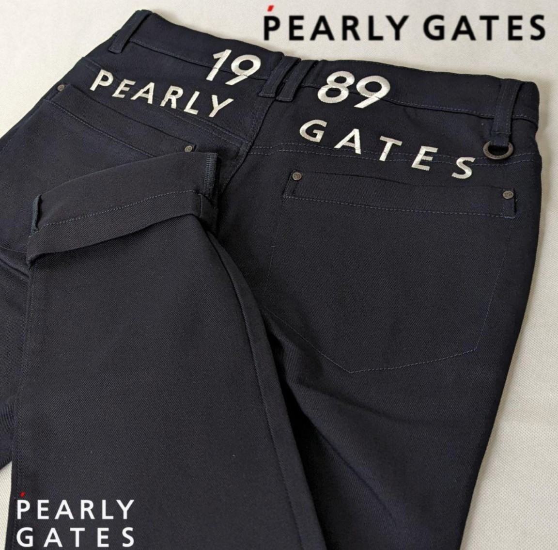 ★新品正規品 PEARLYGATES/パーリーゲイツメンズツイル ハイパワーコットンストレッチパンツ 5(L) 春秋対応素材 ロングシーズン対応_画像1