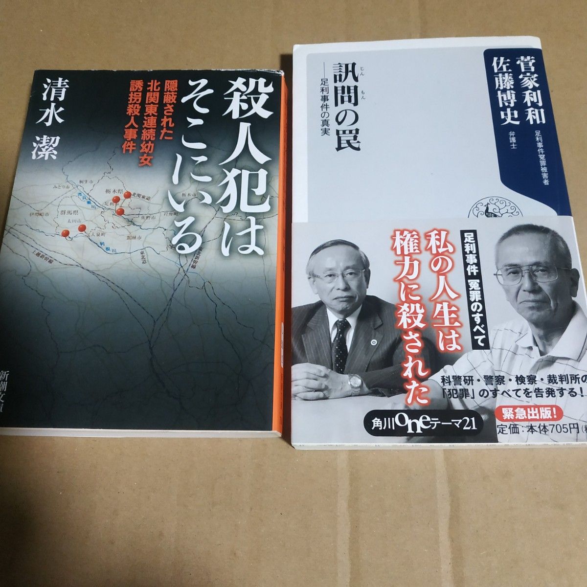 足利事件2冊 訊問の罠/佐藤博史弁護士+菅家利和元容疑者 殺人犯はそこにいる/清水潔 幼女誘拐殺人 幼児愛 冤罪 DNA鑑定