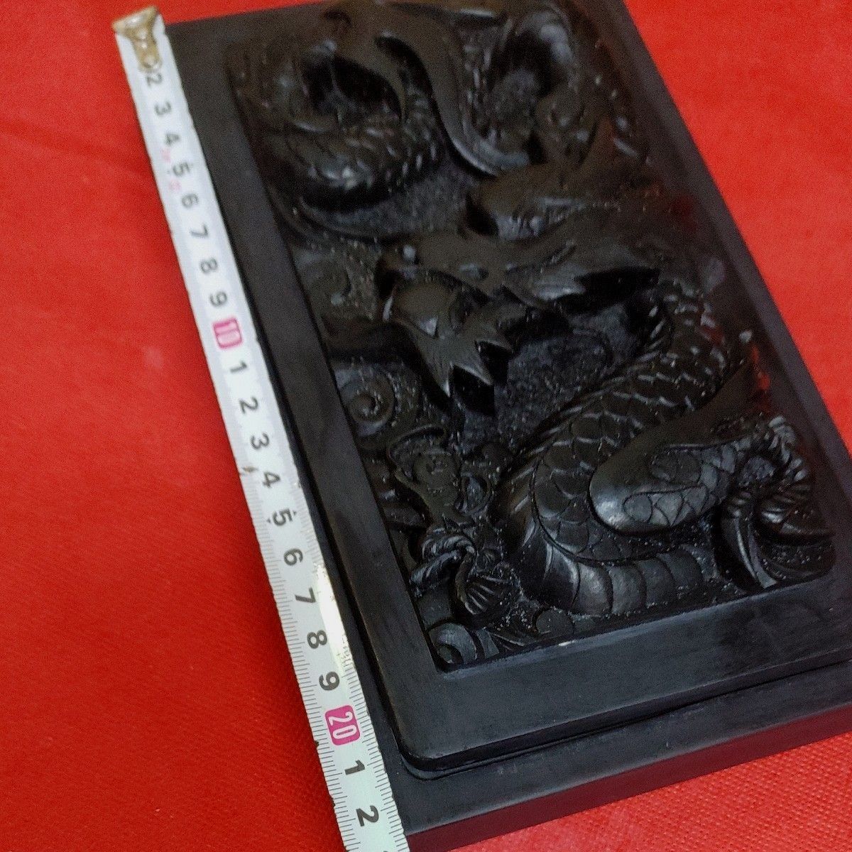  中国　大型　天然石　硯 書道具　未使用　骨董品 　彫刻 　龍 　習字　
