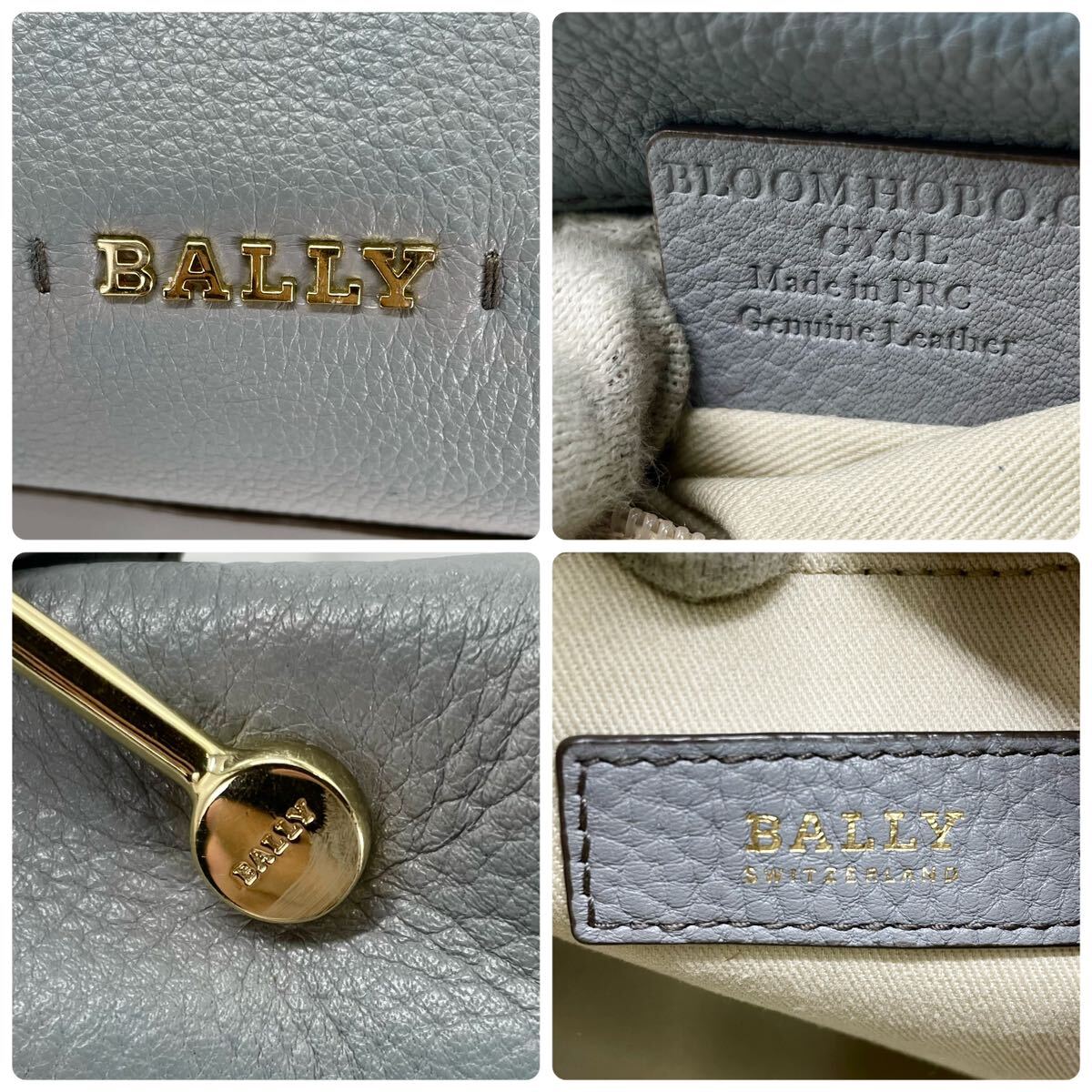 希少色/極美品/現行ロゴ BALLY バリー ショルダーバッグ 斜め掛け クロスボディ メンズ シボ革 レザー 青 ブルー 金具ロゴ ステッチ_画像6