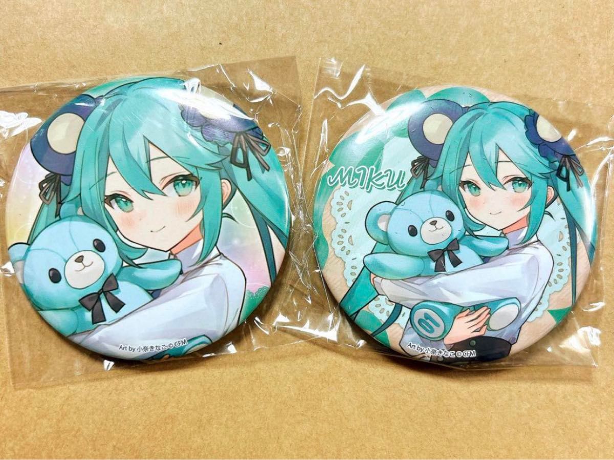 初音ミク piapro あたり付き ビビット 缶バッジ くじ 初音ミク　新品　2種セット　デカ　BIG  大きい　ミク　くま