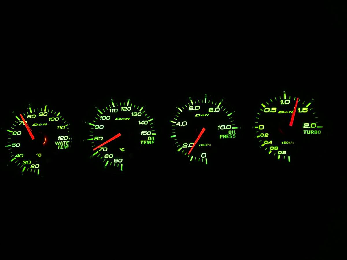  old car full set Defi link meter 2 water temperature oil temperature oil pressure boost controller 60Φ 4 ream BF green green sensor Defi Link 3 ream oil water