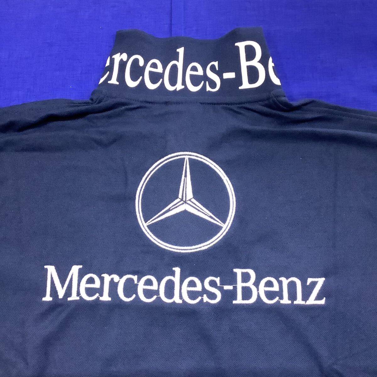 DBB64. ポロシャツ XLサイズ　ネイビーブルー　Mercedes Benz メルセデスベンツ　半袖ポロシャツ 紺色　