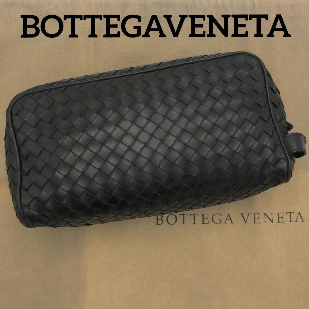 【極美品】ボッテガヴェネタ BOTTEGA VENETA イントレチャート クラッチバッグ セカンドバッグ ポーチ レザー ブラック 黒色 かばん メンズの画像1