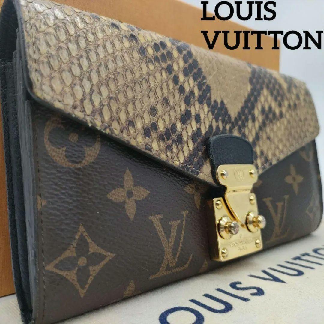 【極美品・開運財布】ルイヴィトン LOUISVUITTON モノグラム パイソン ポルトフォイユ・パラス 長財布 最新型 ウォレット メンズ 保存箱の画像1