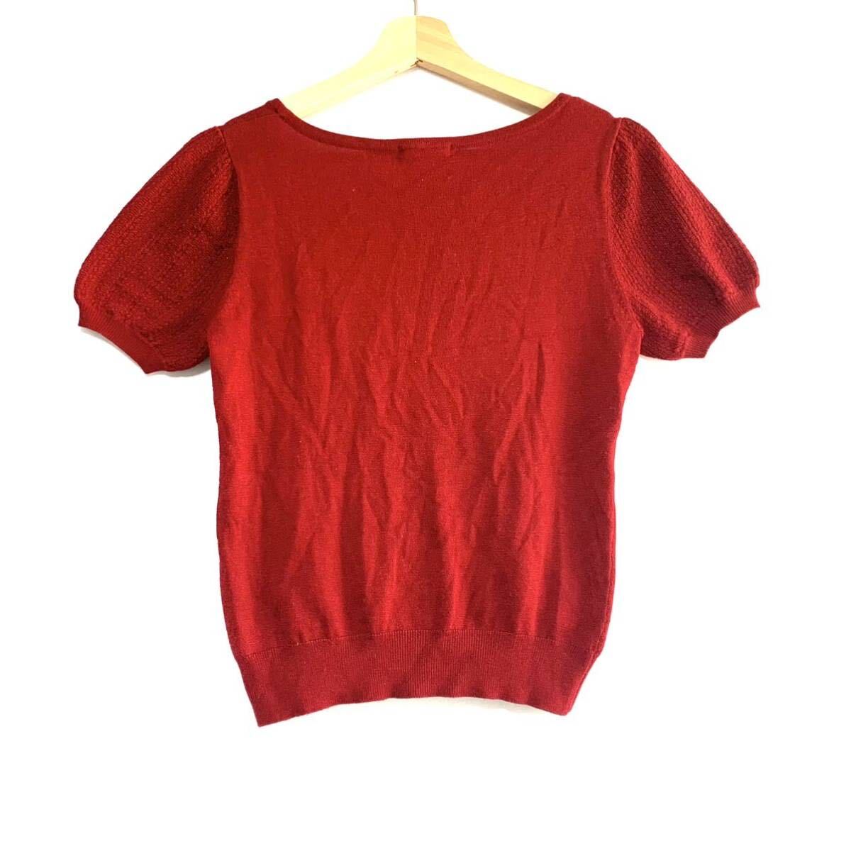  Japanese standard WILL SELECTION acrylic fiber summer knitted short sleeves sweater red lady's 