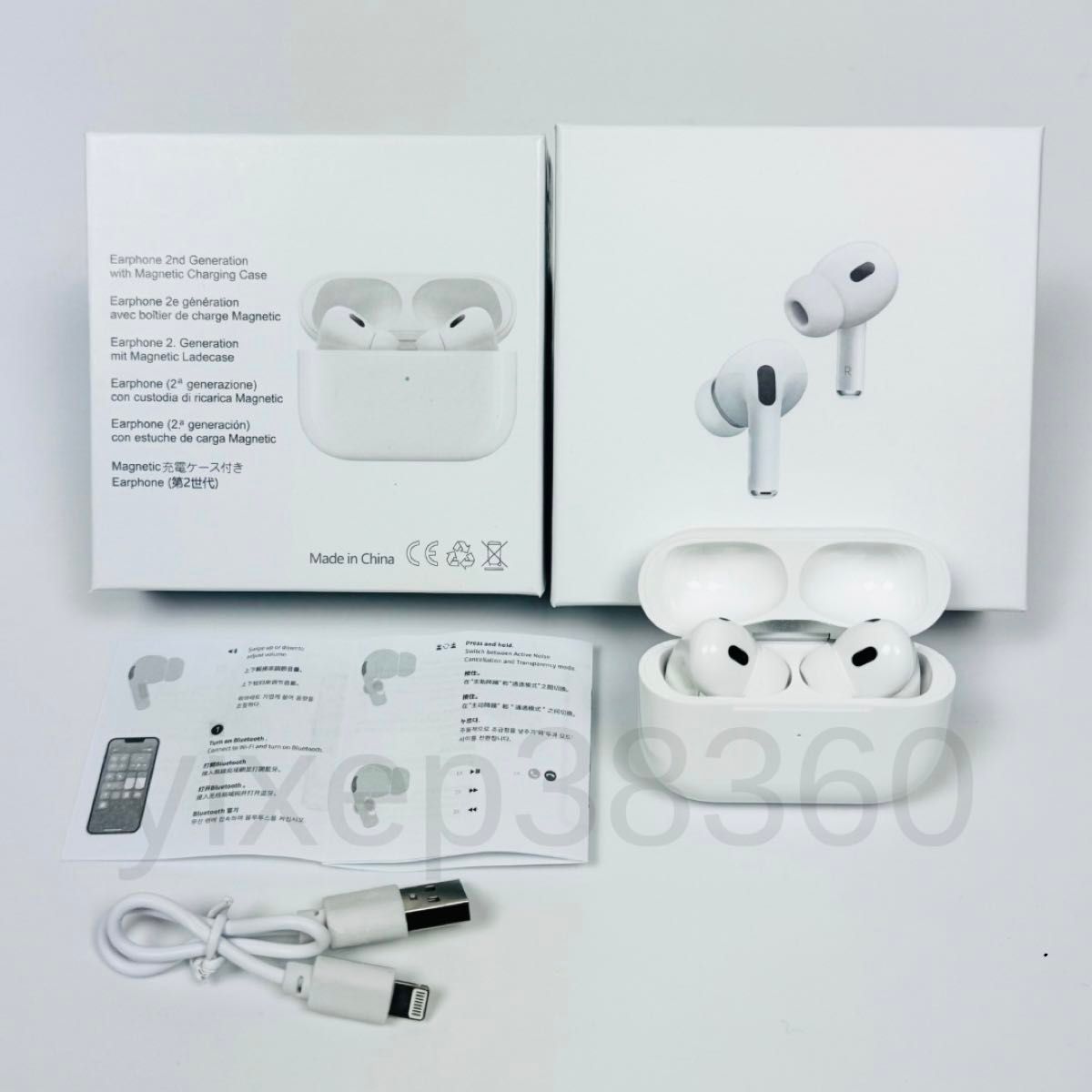 【2024新型】AirPods Pro 代替品 ワイヤレスイヤホン Bluetooth 5.3 TWS 高品質 充電ケース付き 