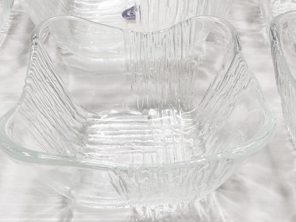 (送料無料)未使用保管品 日本製 ADERIA GLASS アデリアグラス製 大鉢×1個 中鉢×5個☆大鉢 約16×16㎝、高さ8㎝中鉢 約10.8×10.8㎝_画像3