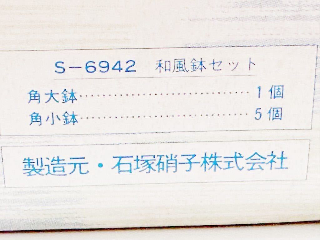 (送料無料)未使用保管品 日本製 ADERIA GLASS アデリアグラス製 大鉢×1個 中鉢×5個☆大鉢 約16×16㎝、高さ8㎝中鉢 約10.8×10.8㎝_画像9