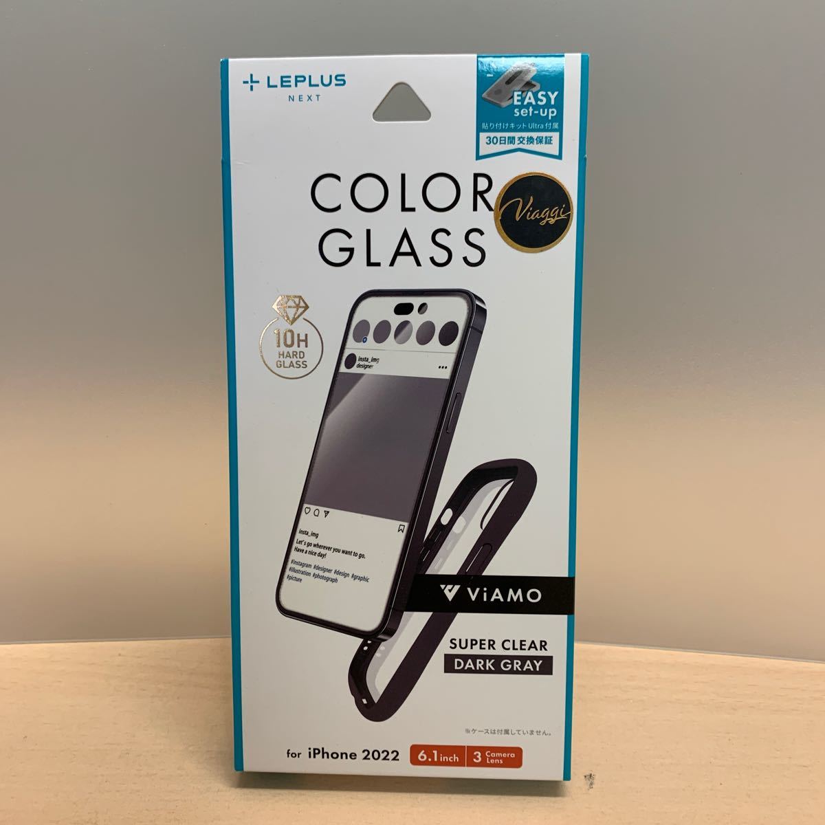 y030404m LEPLUS NEXT iPhone 14 Pro ガラスフィルム ViAMO COLOR GLASS 全画面保護 ソフトフレーム ダークグレー _画像1