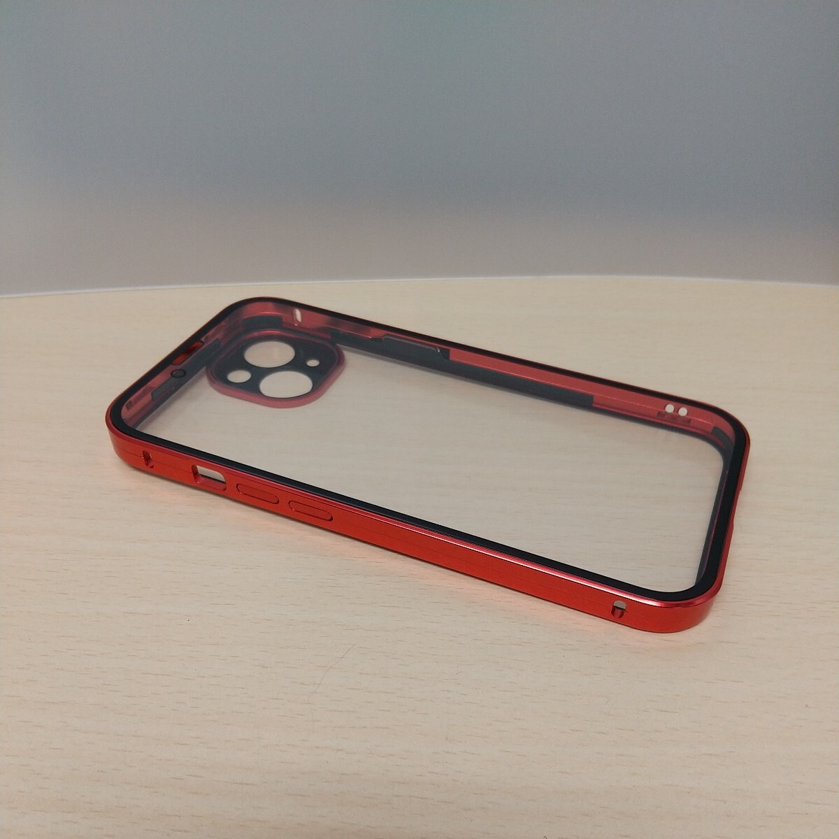 y032212fm WEIYUN iPhone13 用 ケース クリアロック式 両面９Ｈ強化ガラス レンズ保護カバー 全面保護 マグネット式 ケース レッド_画像4