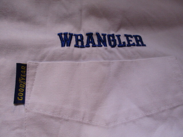 GOOD YEAR RACING　ロゴ　刺繍　半袖　白　ボタンダウン シャツ　Lサイズ　WRANGLER　グッドイヤー　レーシング　シミ汚れ有　　希少　レア_画像5