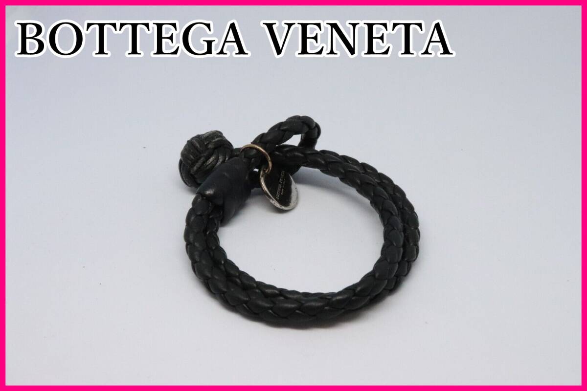 Bottega Veneta ボッテガ イントレチャート ブレスレット アクセサリー ブラック レザー メンズ レディース 男女兼用 #5676P