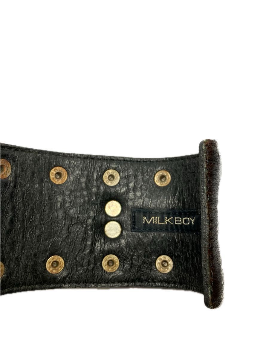 ※値引中※ MILKBOY レザーリストバンド ミルクボーイ ハラコ革 スタッズ レザーブレス 中古 パンク ロック アクセサリー