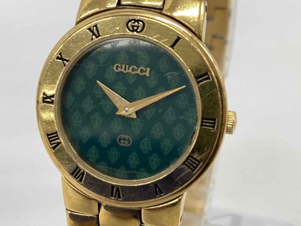 GUCCI グッチ 3300Ｌ グリーン クオーツ 不動【CBBA7054】_画像1