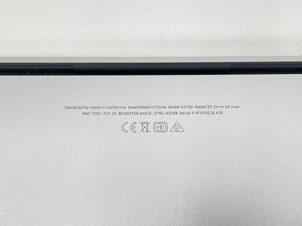 Apple　MacBook Pro　13-inch/2019/Thunderbolt3ポート×2　A2159　シルバー　初期化済み【CCAV1045】_画像7