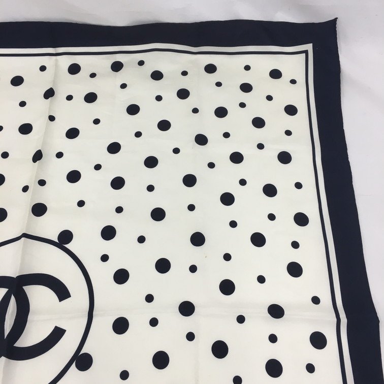 CHANEL シャネル シルク スカーフ ココマーク 水玉柄 【CBAZ5009】_画像3