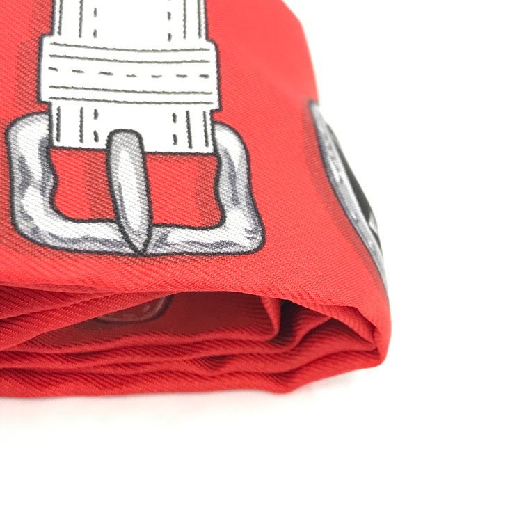 HERMES エルメス スカーフ ツイリー 赤系 シルク ケース付き【CBBB9012】_画像5
