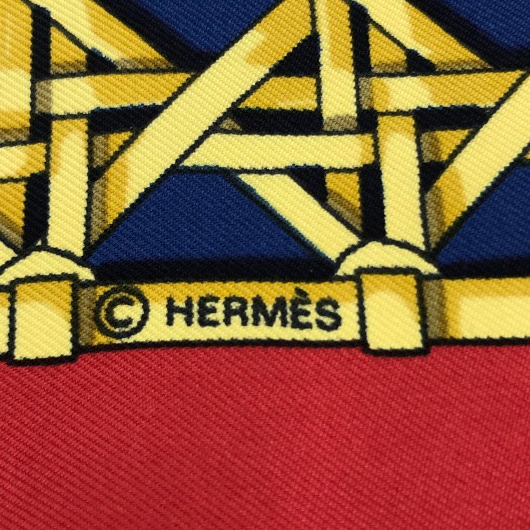 HERMES エルメス カレ90 シルク スカーフ FEUX DE ROUTE 馬車のランタン【CCAD3024】_画像6