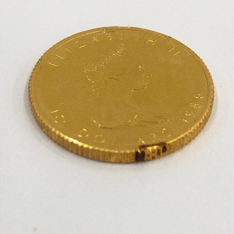 K24IG　カナダ　メイプルリーフ金貨　1/4oz　1986　総重量7.7g【CCAC2064】_画像3