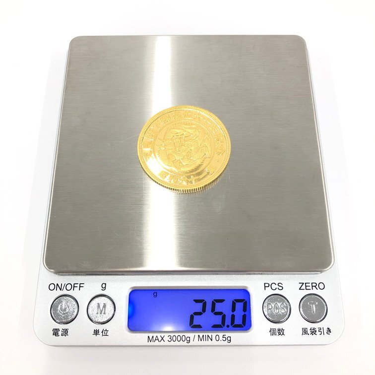 K24 純金 天皇陛下御在位六十年奉祝記念 金貨型メダル総重量25.0g 箱付【CCAI2007】_画像6