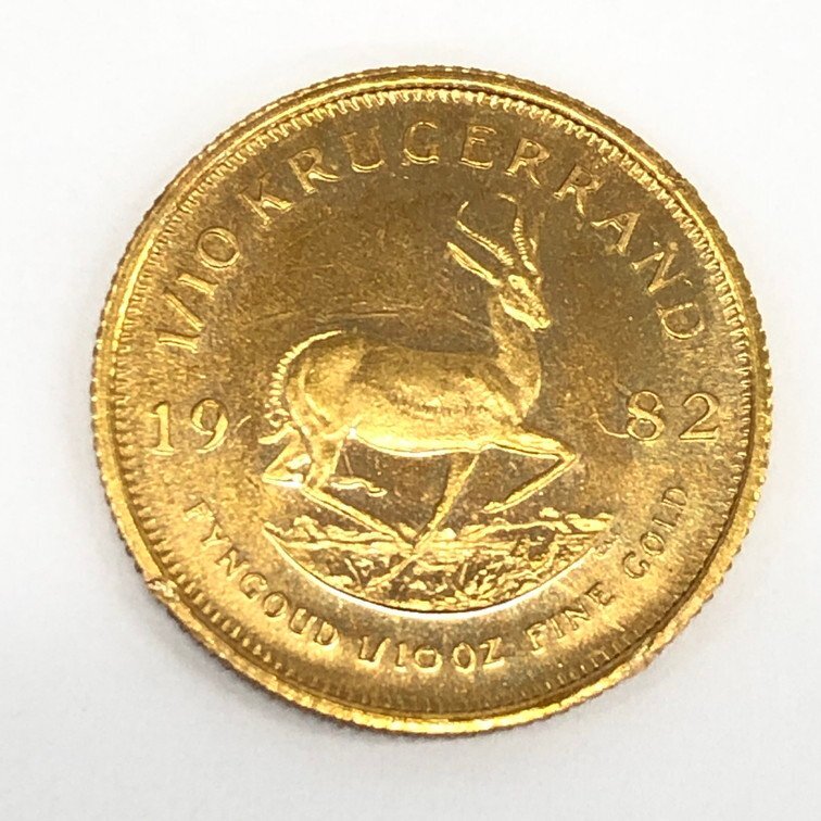 K21.6 南アフリカ クルーガーランド金貨 1/10oz 総重量3.4ｇ【CCAI6044】の画像1