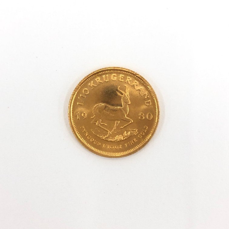 K22 南アフリカ クルーガー金貨 1/10oz 総重量3.5g【CCAI2027】の画像1