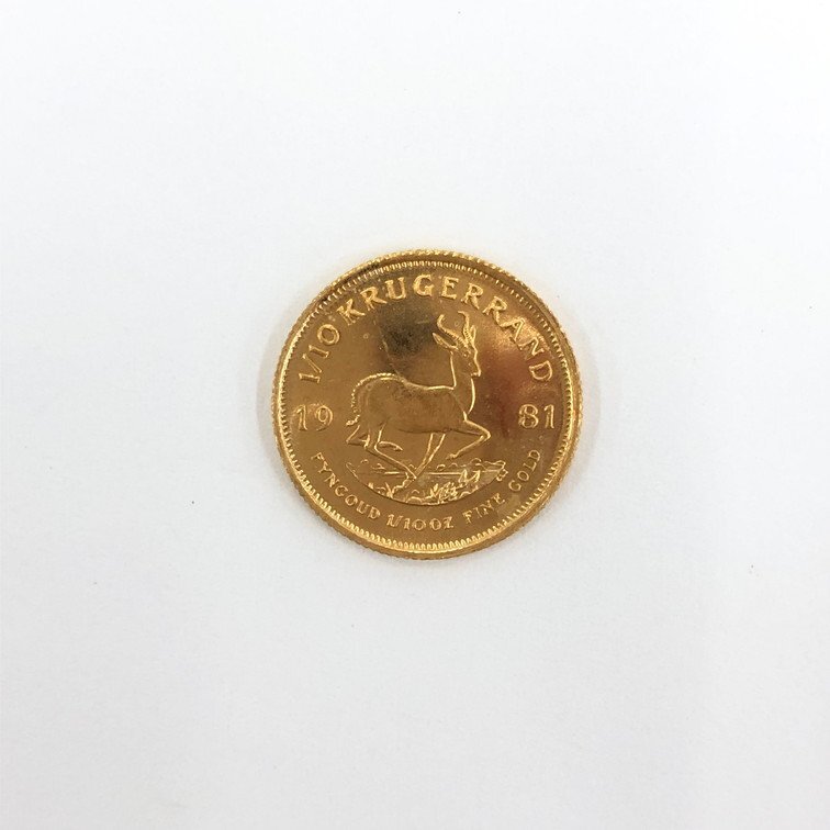 K22 南アフリカ クルーガーランド金貨 1/10oz 総重量3.3g【CCAI2050】の画像1