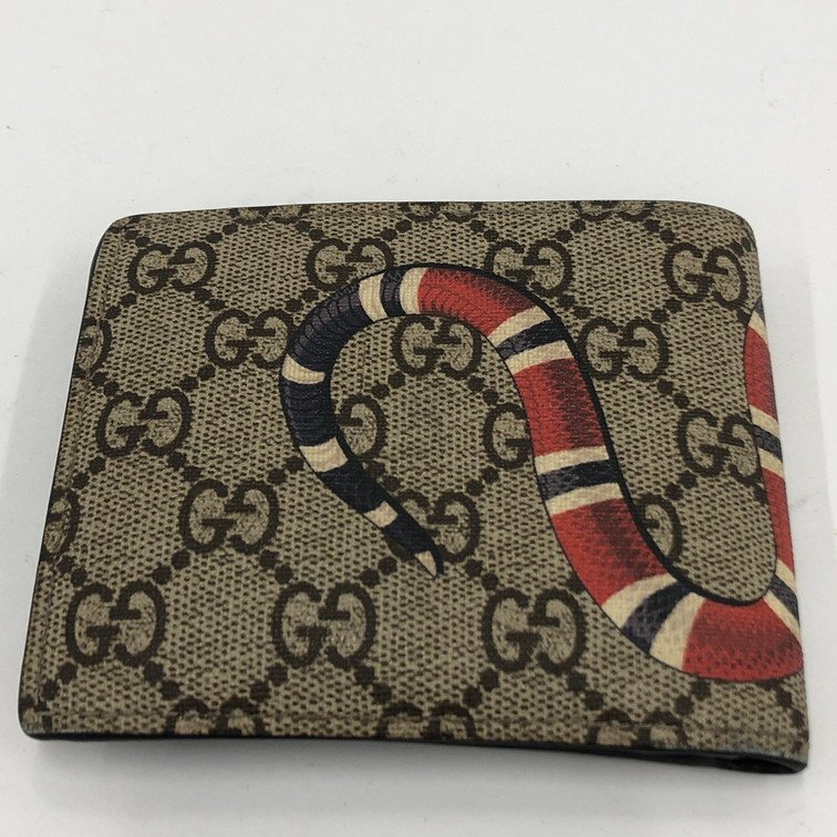 GUCCI グッチ GGスプリーム キングスネークプリント 二つ折り財布 451266-2778【CCAN2039】_画像2