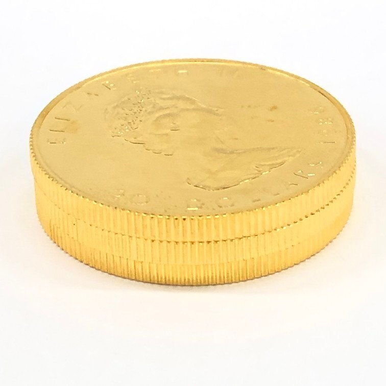 K24IG　カナダ　メイプルリーフ金貨　1/2oz　1986　3枚まとめ　総重量46.8g【CCAL7054】_画像6