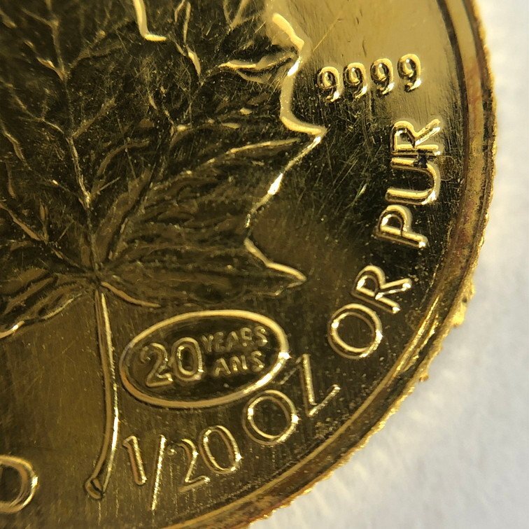 K24IG カナダ メイプルリーフ金貨 1/20oz 1999 総重量1.6g【CCAL7063】の画像4