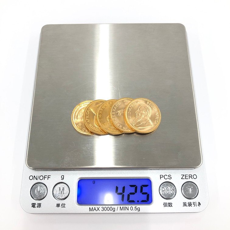 K22 南アフリカ クルーガーランド金貨 1/4oz 5点 おまとめ 総重量42.5ｇ【CCAI2030】の画像10