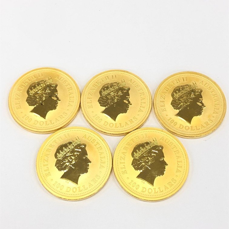 K24IG オーストラリア ナゲット カンガルー金貨 1oz 5点 おまとめ 総重量155.6ｇ【CCAN6053】_画像4