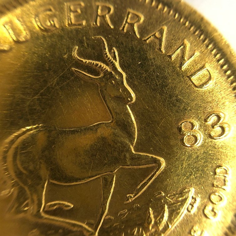 K22 南アフリカ共和国 クルーガーランド金貨 1/10oz 1983 総重量3.4g【CCAC2027】の画像6