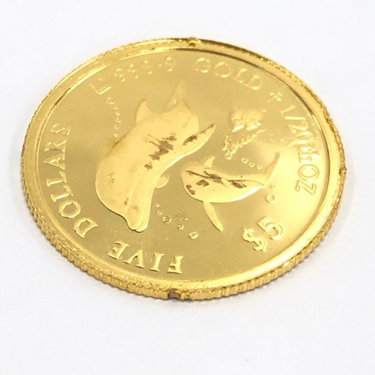 K24 金貨幣 クック諸島 イルカ金貨 5ドル 重量1.5g【CBAJ6056】の画像3