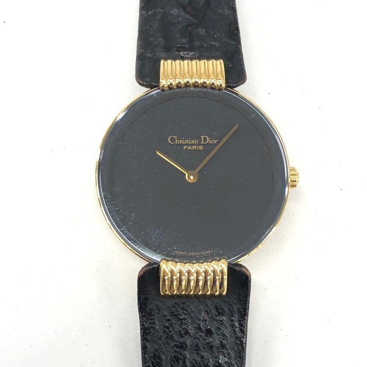Diorクリスチャンディオール 腕時計 バギラ QZ SS×GP 46 153-3 438836 黒文字盤【CCAT4008】の画像1