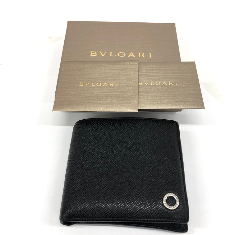 BVLGARI ブルガリ ブルガリブルガリ レザー 二つ折り財布 箱付き【CCAT7043】_画像9
