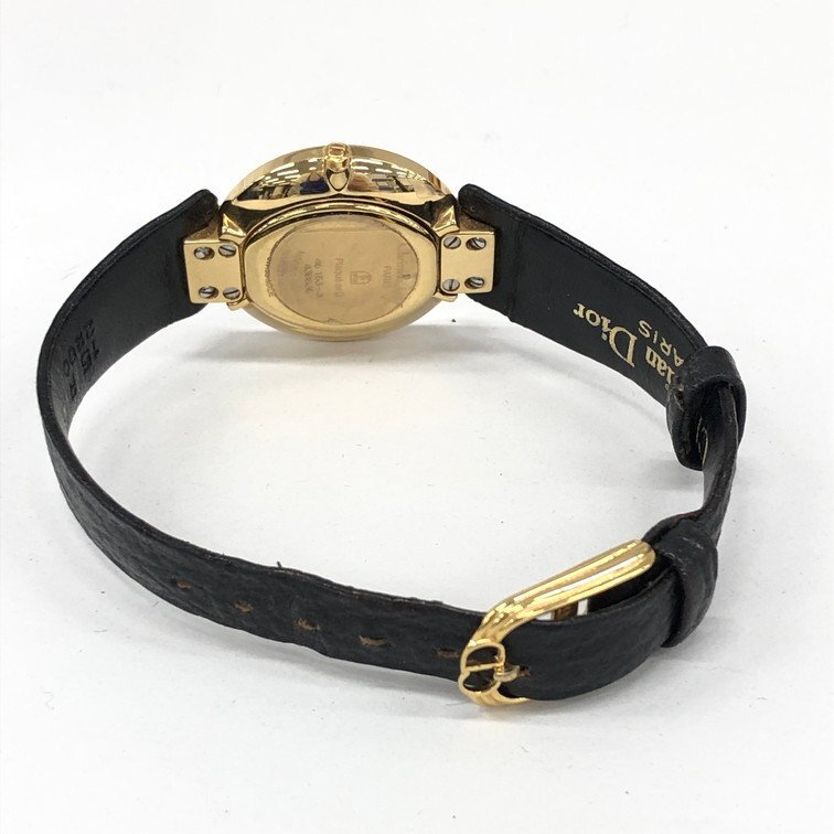 Diorクリスチャンディオール 腕時計 バギラ QZ SS×GP 46 153-3 438836 黒文字盤【CCAT4008】の画像4