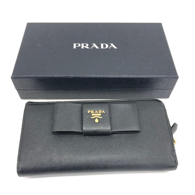 PRADA プラダ サフィアーノ リボン ラウンドファスナー 長財布 箱付き【CCAT7060】の画像10