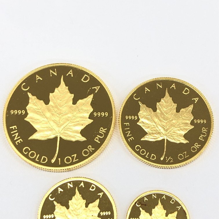 K24IG カナダ メイプルリーフ金貨 1oz 1/2oz 1/4oz 1/10oz 4枚まとめ 総重量57.7g【CCAT6010】の画像2