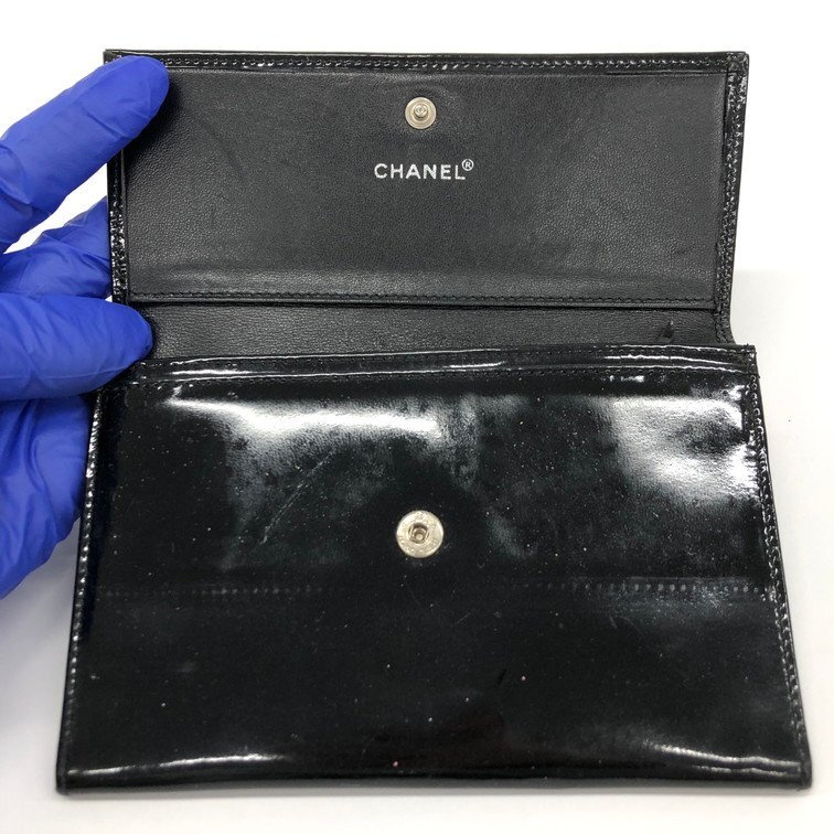 CHANEL シャネル 二つ折り財布 パテント ブラック【CCAU6011】_画像5